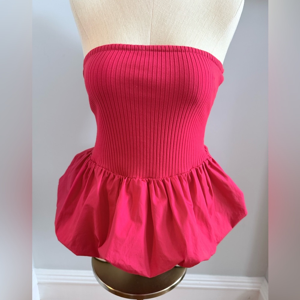 NWT Maeve Strapless Bubble-Hem Peplum Top - Picture 3 of 7